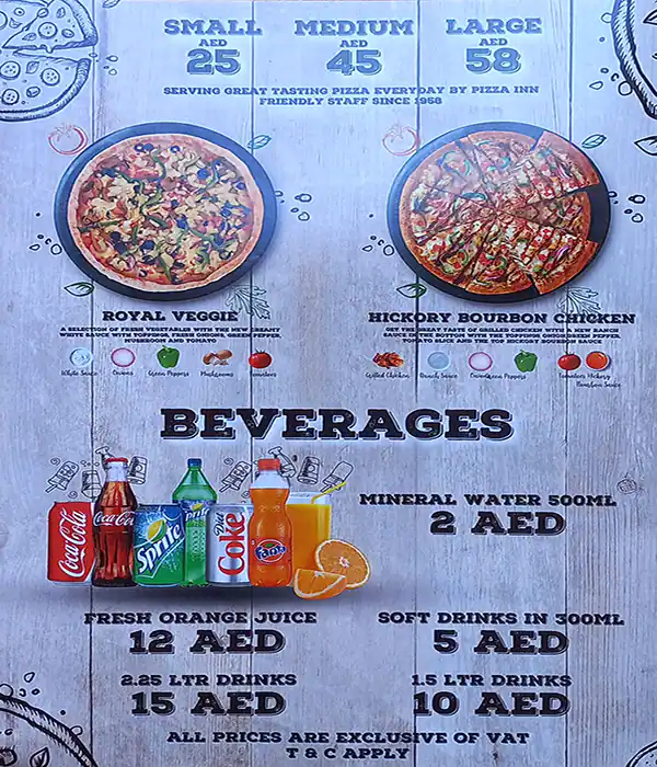 Pizza Inn Menu, Menu for Pizza Inn, Ajman Industrial Area, Ajman 