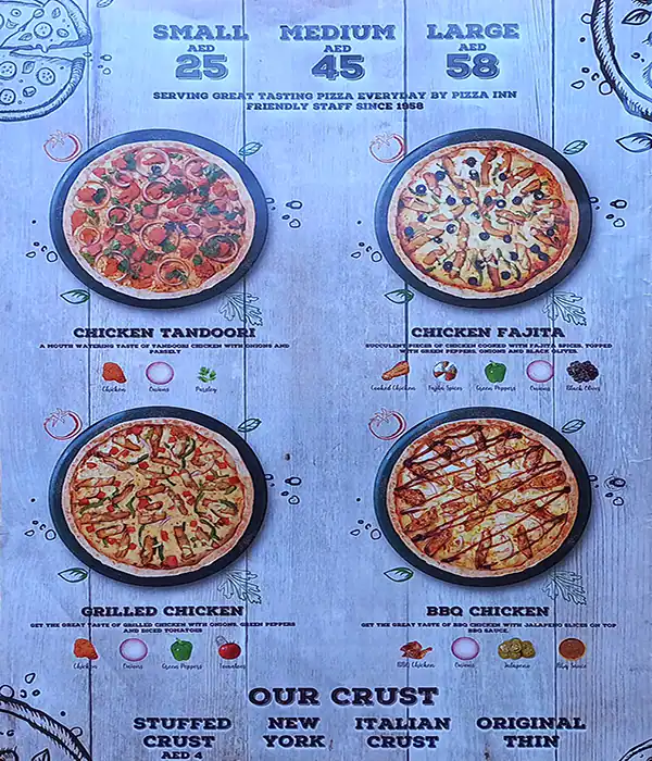 Pizza Inn Menu, Menu for Pizza Inn, Ajman Industrial Area, Ajman 