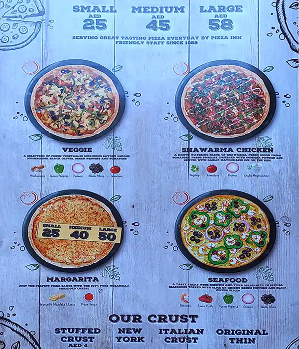 Pizza Inn Menu, Menu for Pizza Inn, Ajman Industrial Area, Ajman 