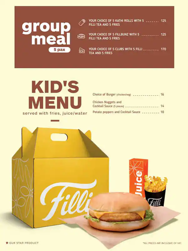 Filli Menu, Menu for Filli, Ajman Corniche, Ajman 