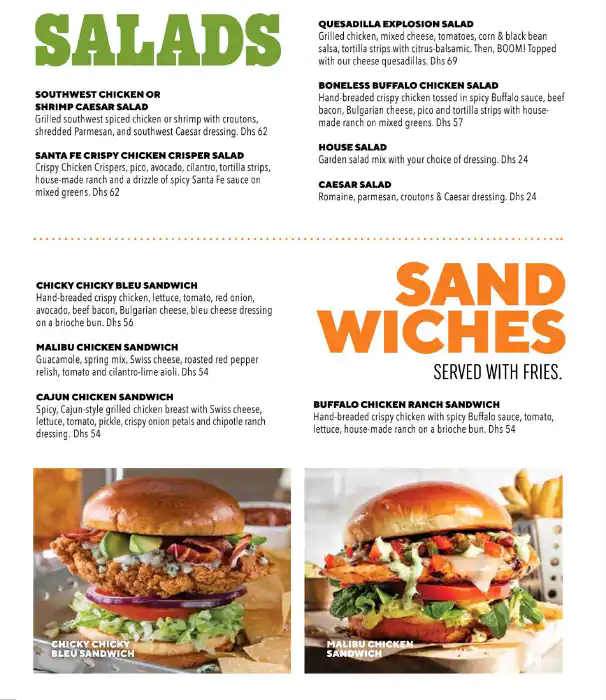 Chili's Menu, Menu for Chili's, Baniyas, Abu Dhabi 