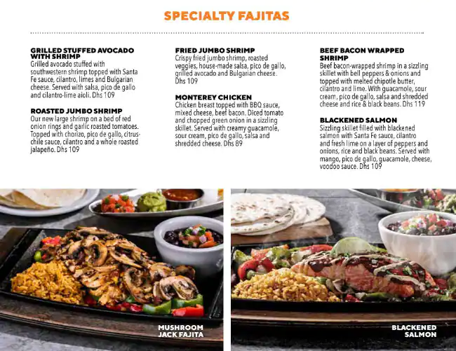 Chili's Menu, Menu for Chili's, Baniyas, Abu Dhabi 