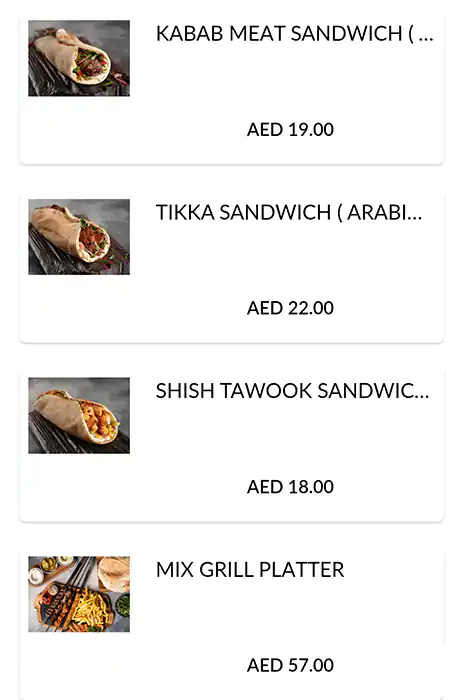 Maroosh Menu, Menu for Maroosh, Al Shamkha, Abu Dhabi 