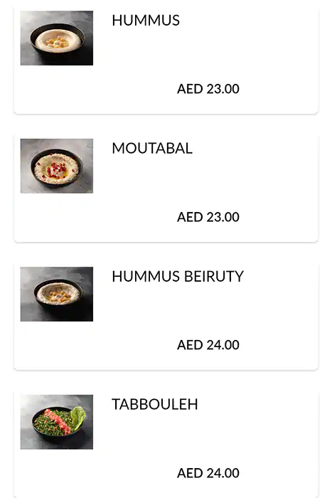 Maroosh Menu, Menu for Maroosh, Al Shamkha, Abu Dhabi 