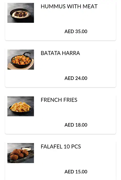 Maroosh Menu, Menu for Maroosh, Al Shamkha, Abu Dhabi 