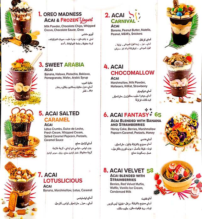 AcaiXpress Menu, Menu for AcaiXpress, Yas Island, Abu Dhabi 