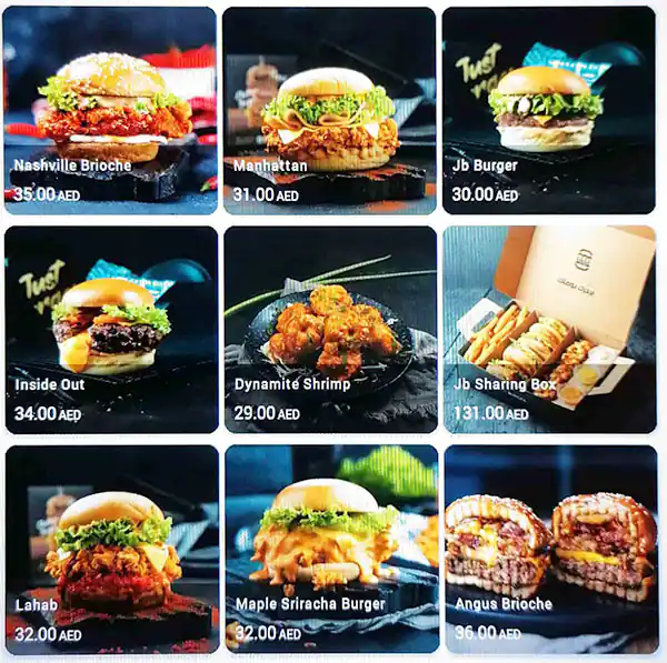 Just Burger Menu, Menu for Just Burger, Al Mushrif, Abu Dhabi 