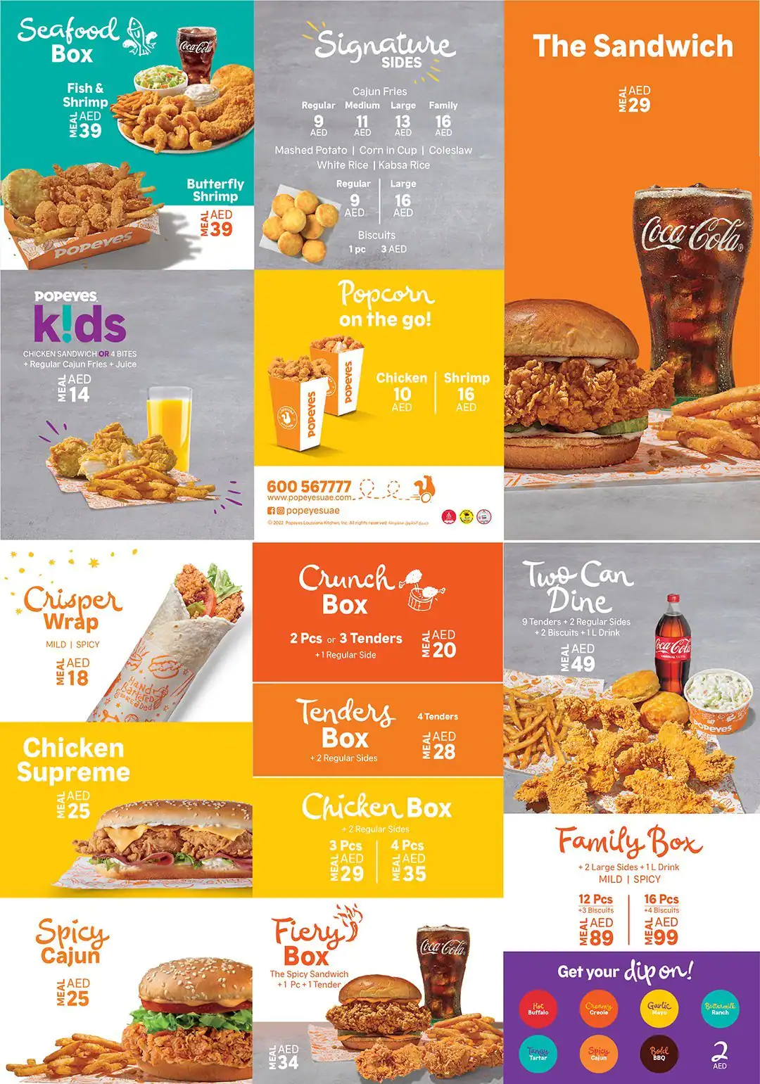 Popeyes Menu, Menu for Popeyes, Baniyas, Abu Dhabi 