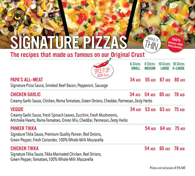 Papa Murphy's Pizza Menu, Menu for Papa Murphy's Pizza, Al Mushrif, Abu Dhabi 