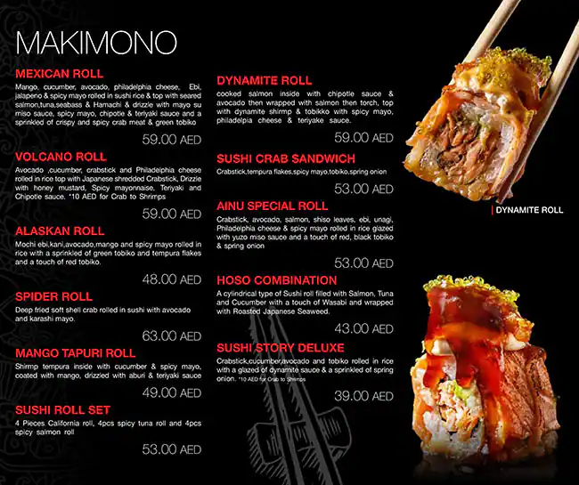 Sushi Story Menu, Menu for Sushi Story, Al Khalidiya, Abu Dhabi 