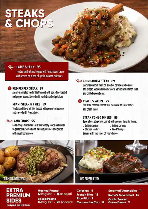 Tony Roma's Menu, Menu for Tony Roma's, Marina Village, Abu Dhabi 