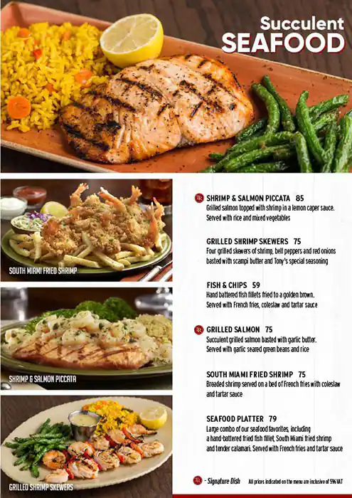 Tony Roma's Menu, Menu for Tony Roma's, Marina Village, Abu Dhabi 