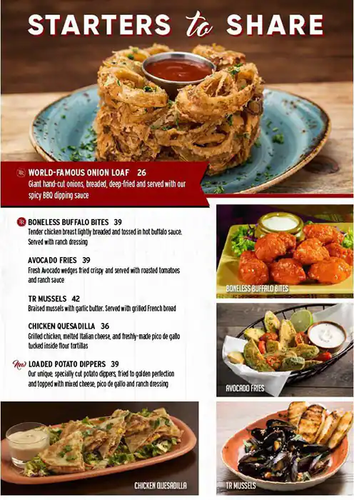 Tony Roma's Menu, Menu for Tony Roma's, Marina Village, Abu Dhabi 