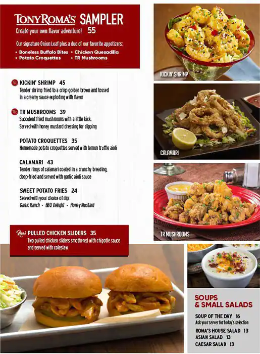 Tony Roma's Menu, Menu for Tony Roma's, Marina Village, Abu Dhabi 