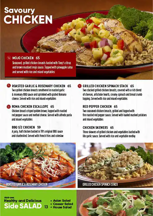 Tony Roma's Menu, Menu for Tony Roma's, Marina Village, Abu Dhabi 