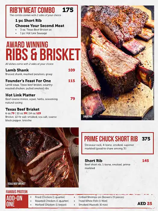 Famous Dave's Barbecue Menu, Menu for Famous Dave's Barbecue, Al Wahda, Abu Dhabi 