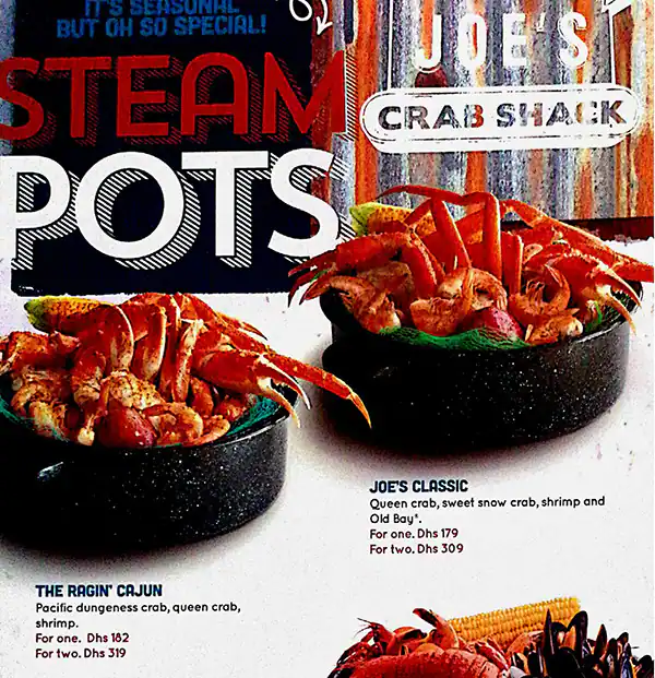 Joe's Crab Shack Menu, Menu for Joe's Crab Shack, Marina Village, Abu Dhabi 