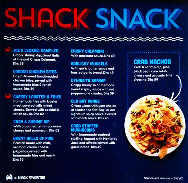 Joe's Crab Shack Menu, Menu for Joe's Crab Shack, Marina Village, Abu Dhabi 