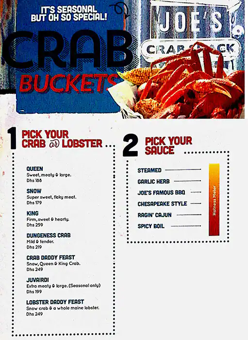 Joe's Crab Shack Menu, Menu for Joe's Crab Shack, Marina Village, Abu Dhabi 