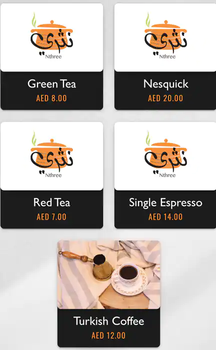 Nthree Menu, Menu for Nthree, University City, Sharjah 