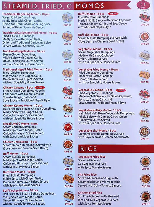 Momo House Menu, Menu for Momo House, Bu Tina, Sharjah 