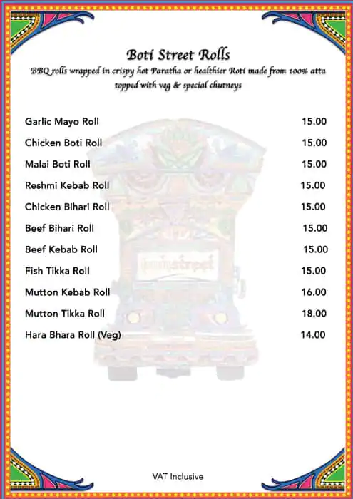 Boti Street Menu, Menu for Boti Street, Al Markaziya, Abu Dhabi 