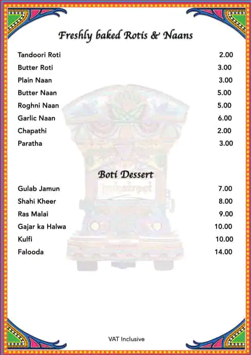 Boti Street Menu, Menu for Boti Street, Al Markaziya, Abu Dhabi 