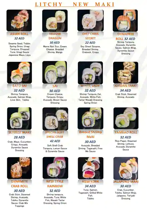 Litchy Sushi Lounge - Al Zorah Golf Club Menu 