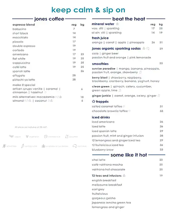 Jones The Grocer Menu, Menu for Jones The Grocer, The Flag Island, Sharjah 