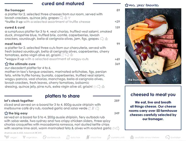 Jones The Grocer Menu, Menu for Jones The Grocer, The Flag Island, Sharjah 