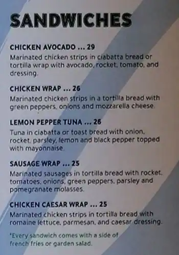 Beachside Cafe Menu, Menu for Beachside Cafe, Al Reem Island, Abu Dhabi 