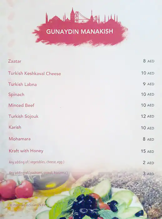 Gunaydin Gourmet Menu, Menu for Gunaydin Gourmet, Tourist Club Area (Al Zahiyah), Abu Dhabi 