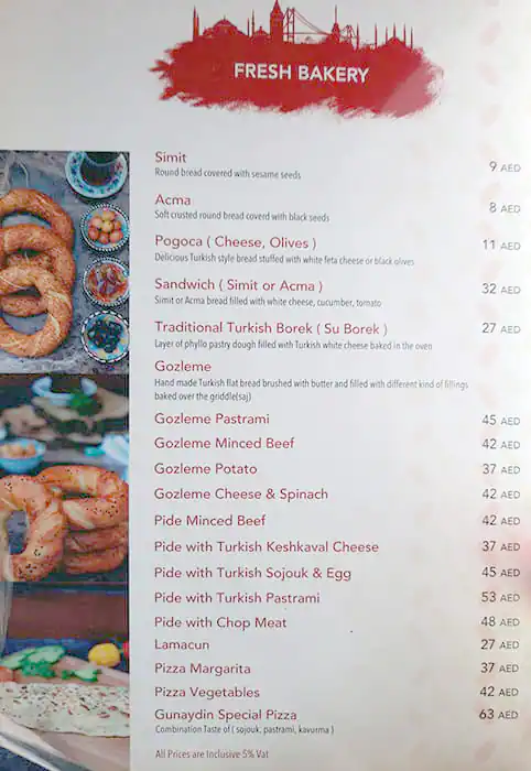 Gunaydin Gourmet Menu, Menu for Gunaydin Gourmet, Tourist Club Area (Al Zahiyah), Abu Dhabi 