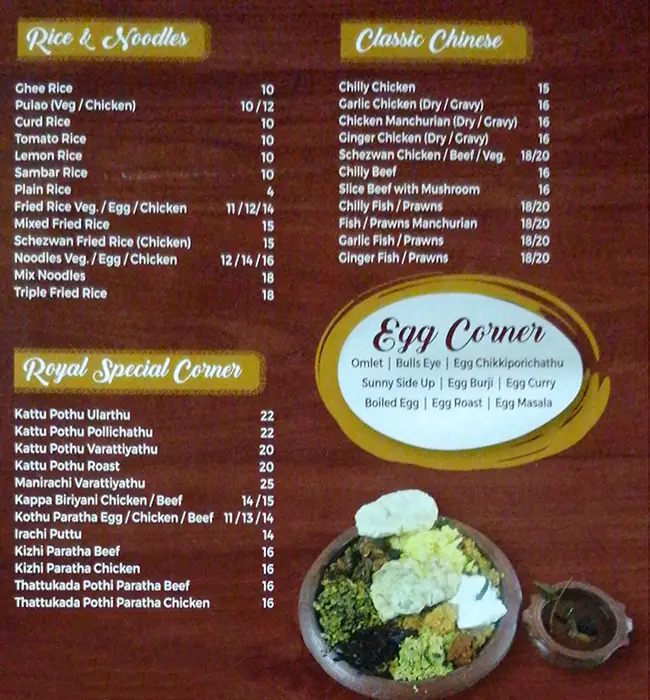 Royal Spice Restaurant Menu, Menu for Royal Spice Restaurant, Mussafah Sanaiya, Abu Dhabi 