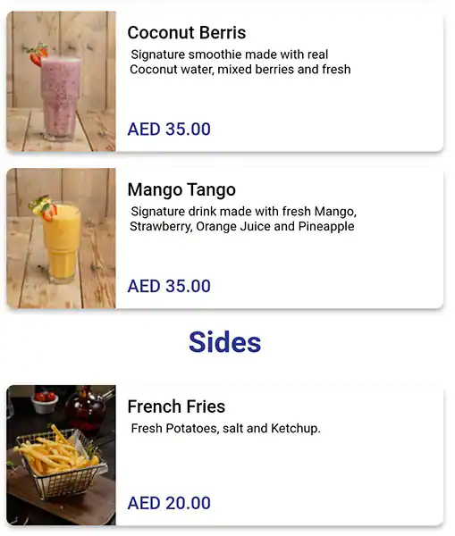 Berri's Cafe Menu, Menu for Berri's Cafe, Al Raha, Abu Dhabi 