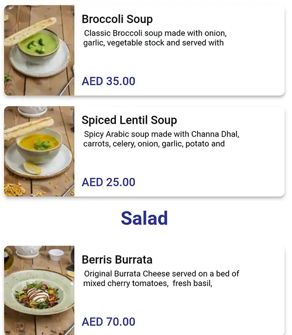 Berri's Cafe Menu, Menu for Berri's Cafe, Al Raha, Abu Dhabi 