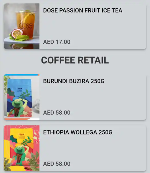 Dose Cafe Menu, Menu for Dose Cafe, Al Wahda, Abu Dhabi 