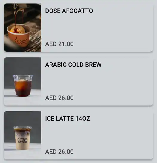 Dose Cafe Menu, Menu for Dose Cafe, Al Wahda, Abu Dhabi 