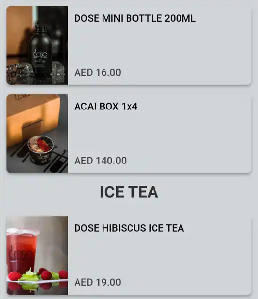 Dose Cafe Menu, Menu for Dose Cafe, Al Wahda, Abu Dhabi 