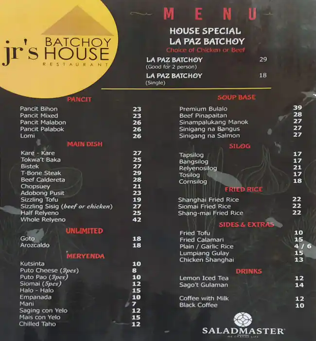 JR's Restaurant Menu, Menu for JR's Restaurant, Al Dhafrah, Abu Dhabi 