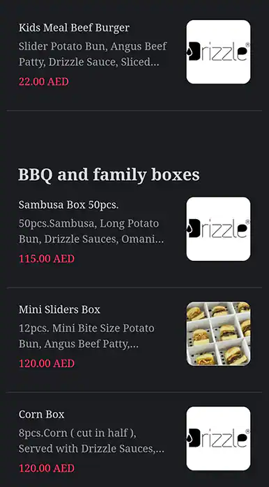 Drizzle Menu, Menu for Drizzle, Khalifa City, Abu Dhabi 