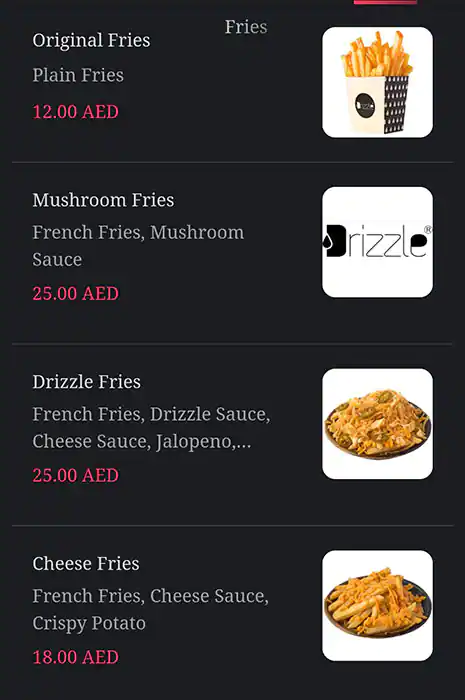 Drizzle Menu, Menu for Drizzle, Khalifa City, Abu Dhabi 