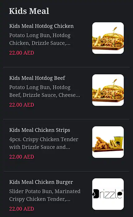 Drizzle Menu, Menu for Drizzle, Khalifa City, Abu Dhabi 