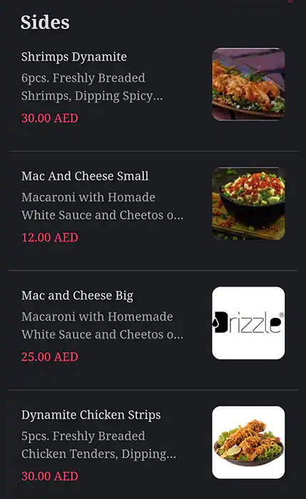 Drizzle Menu, Menu for Drizzle, Khalifa City, Abu Dhabi 