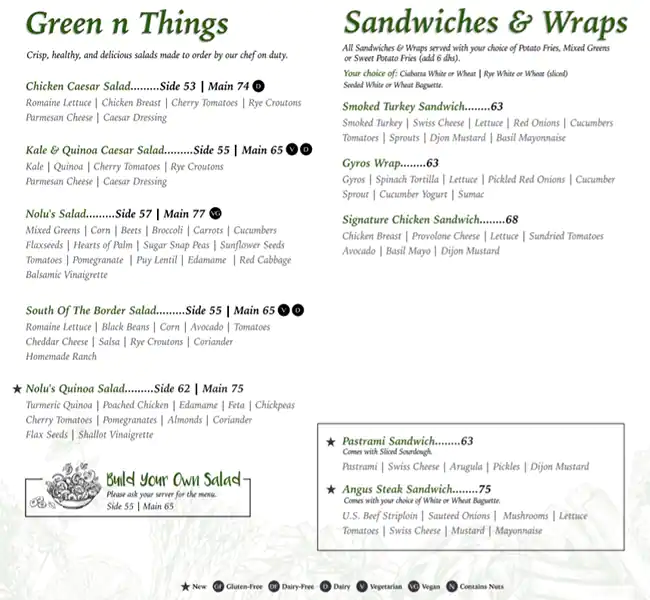 Nolu's Menu, Menu for Nolu's, Khalifa Park Area, Abu Dhabi 