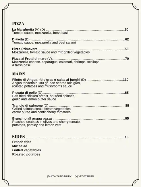 Filini Restaurant Menu, Menu for Filini Restaurant, Al Jurf, Ajman 