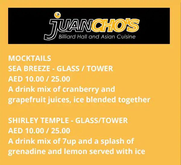 JUANCHO'S Menu, Menu for JUANCHO'S, Al Dhafrah, Abu Dhabi 