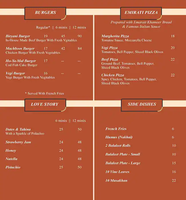 Farni Cafe Menu, Menu for Farni Cafe, Al Nahyan, Abu Dhabi 