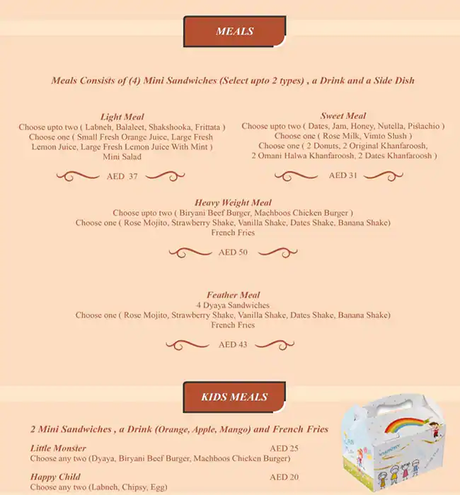 Farni Cafe Menu, Menu for Farni Cafe, Al Nahyan, Abu Dhabi 