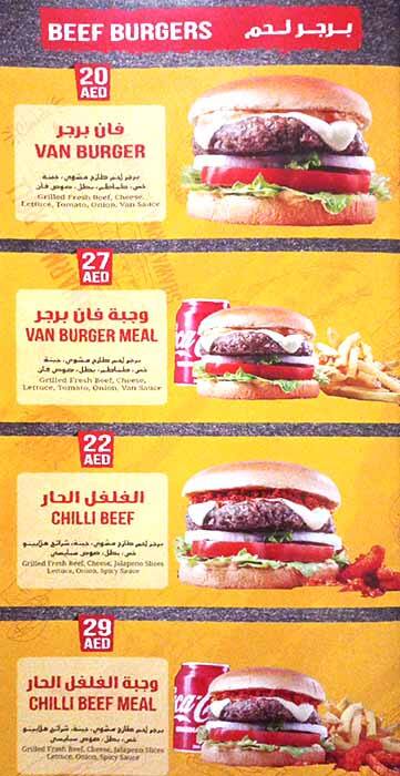 Shawarma Van Menu, Menu for Shawarma Van, Al Rawda, Ajman 